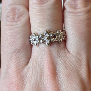 Sterling silver five plumeria flowers ring